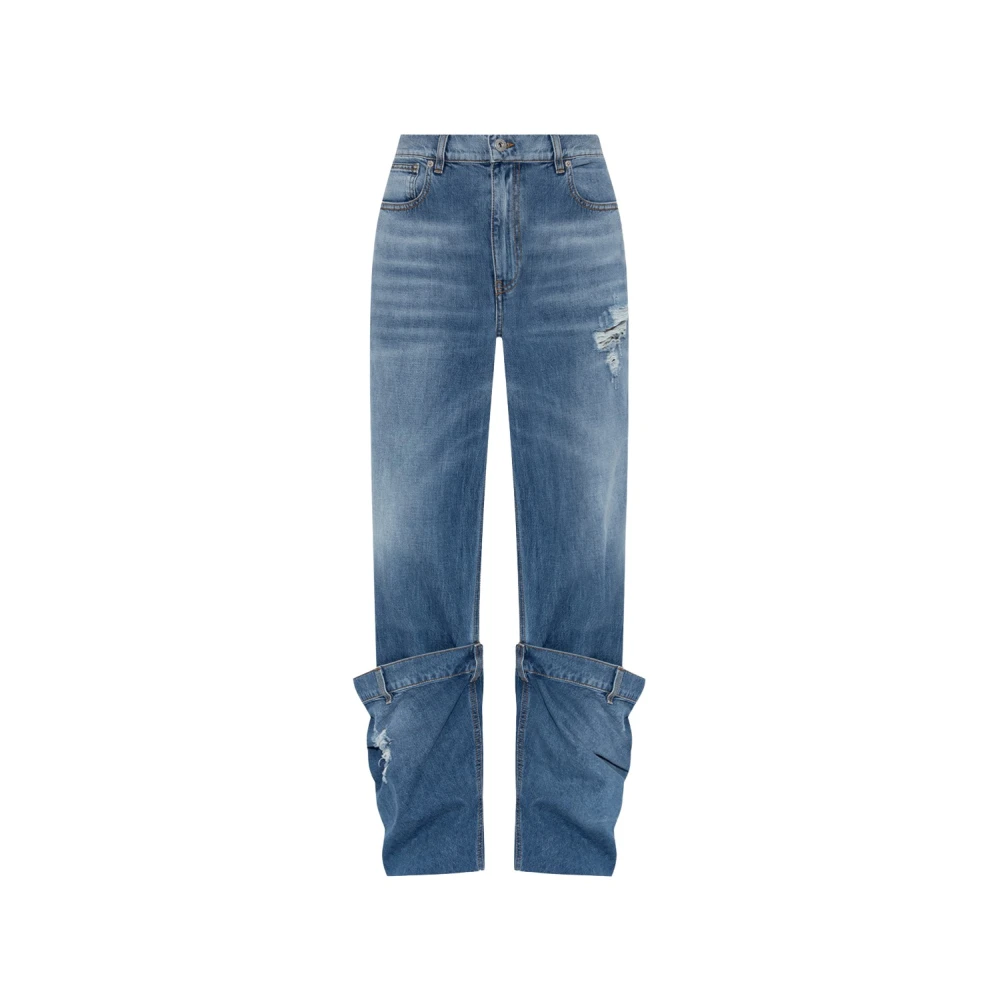 JW Anderson Baggy Jeans met Gedetailleerde Manchetten Blue Dames
