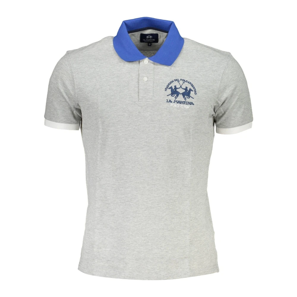 La Martina Men's Gray Short Sleeve Polo Shirt Grey 2XL