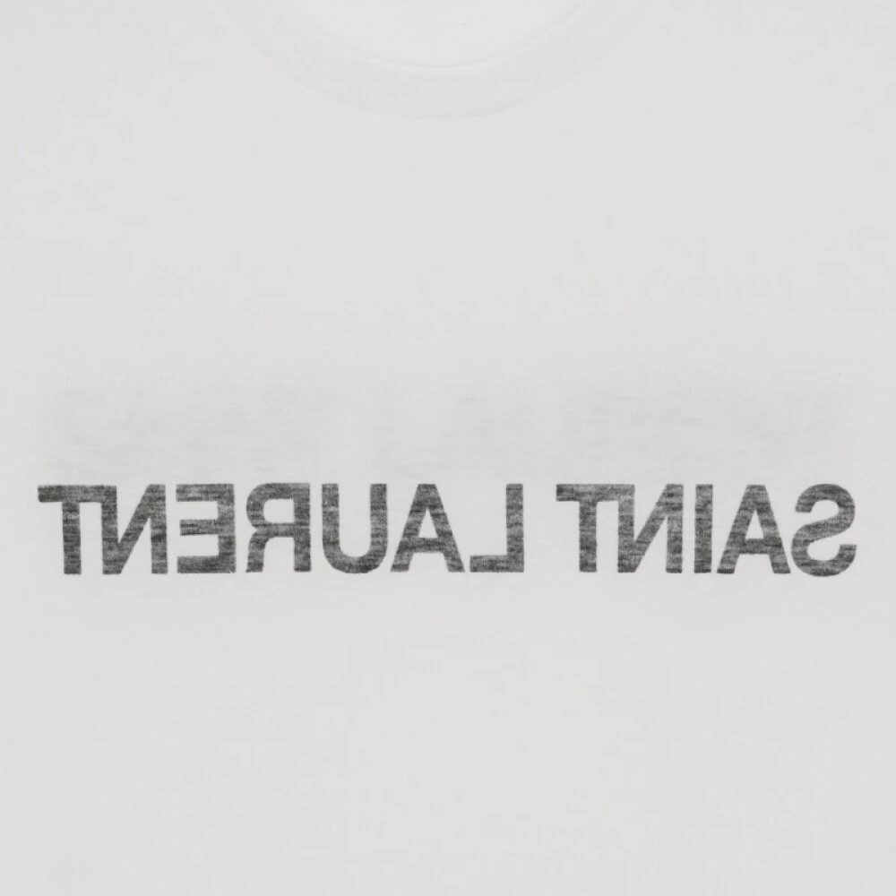 Saint Laurent Omgekeerd Logo T-shirt White Heren