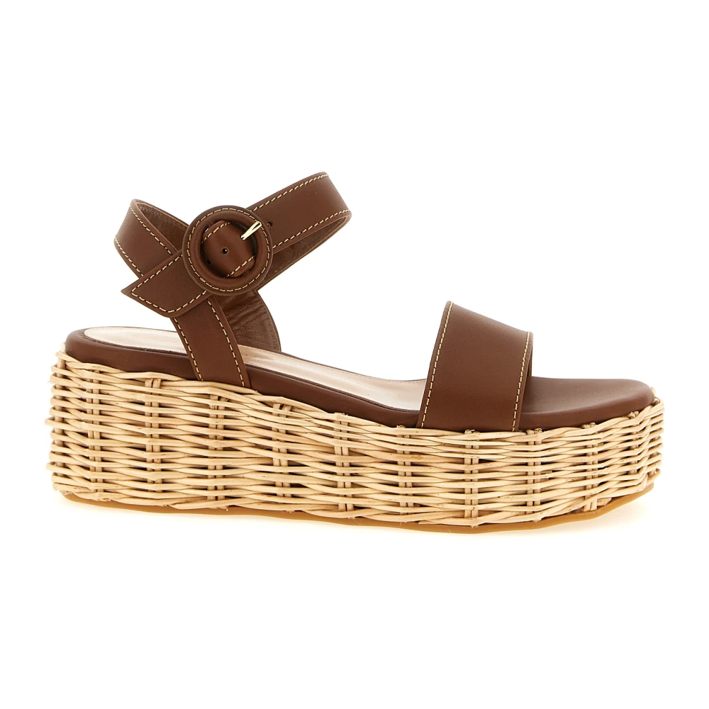 Gianvito Rossi Women's Brown Cestino Wedge Sandals - Wedges - 7 Uk - Shoes