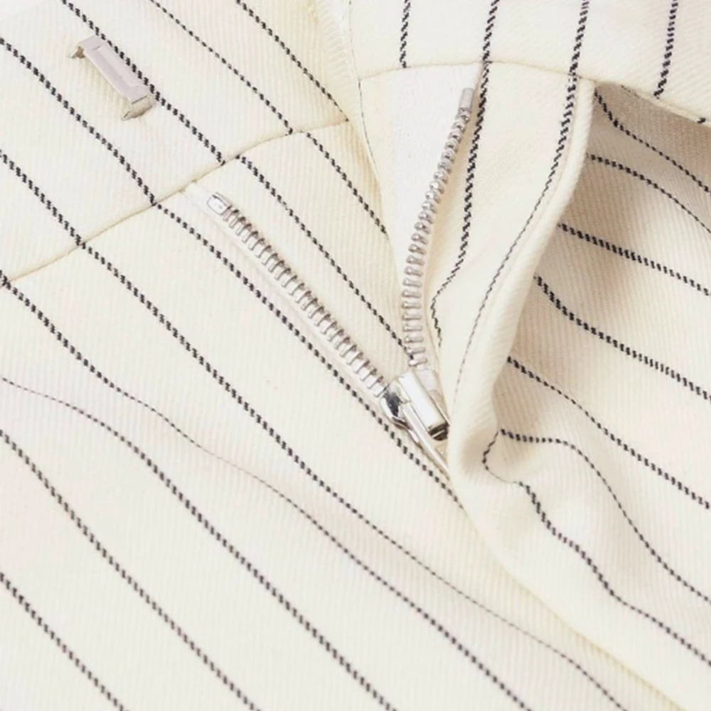 Celine Gestreepte Wollen Flared Broek Beige Heren