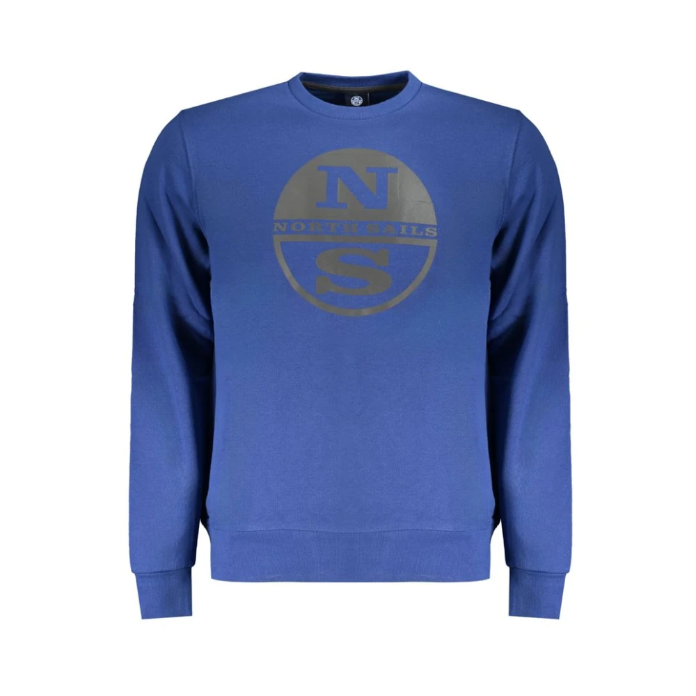 North Sails Men's Blue Cotton Sweatshirt With Logo Print - Sweatshirts - S- Sweatshirts & Hoodies