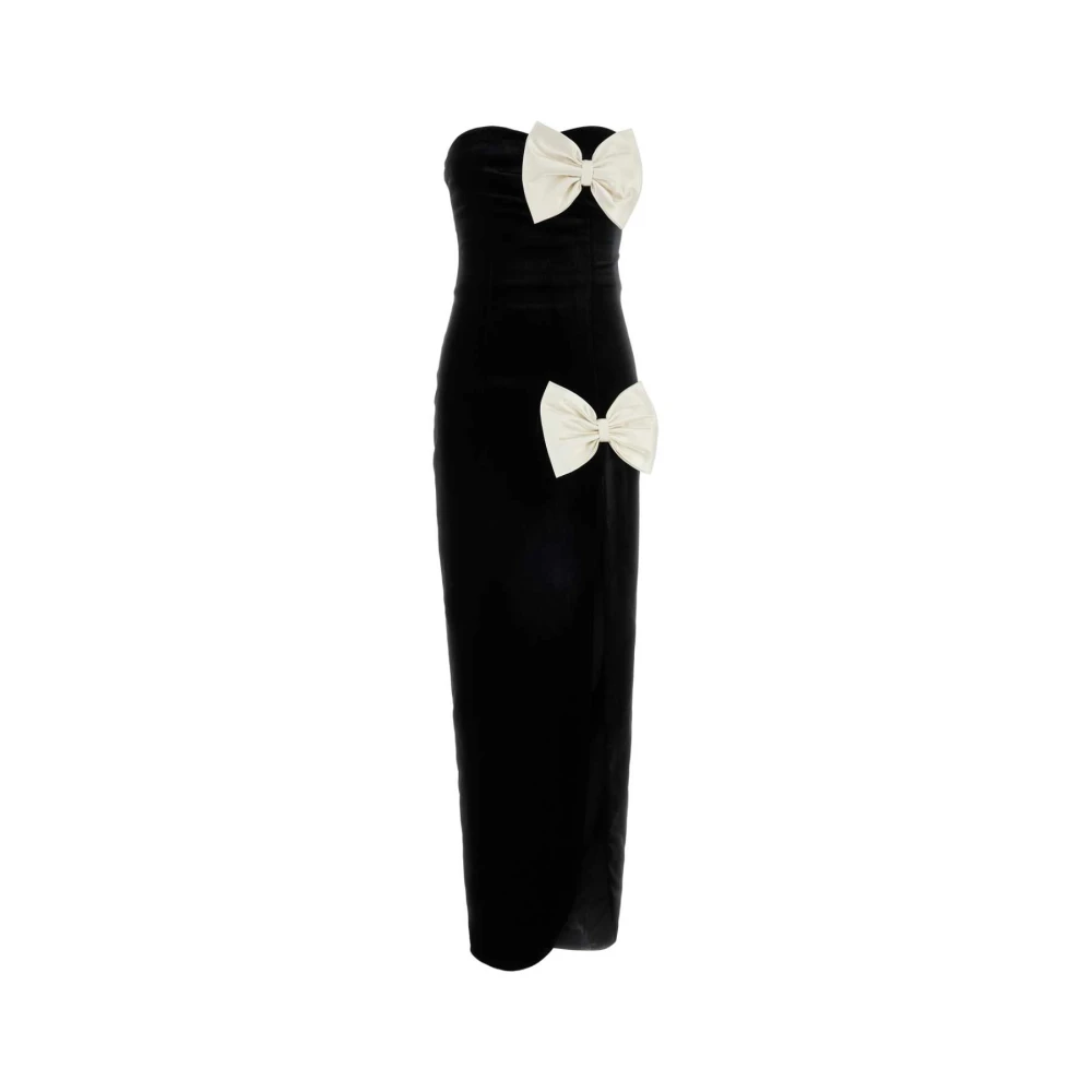 Alessandra Rich Women's Black Gowns, S, Strapless Bow-Embellished Velvet Gown