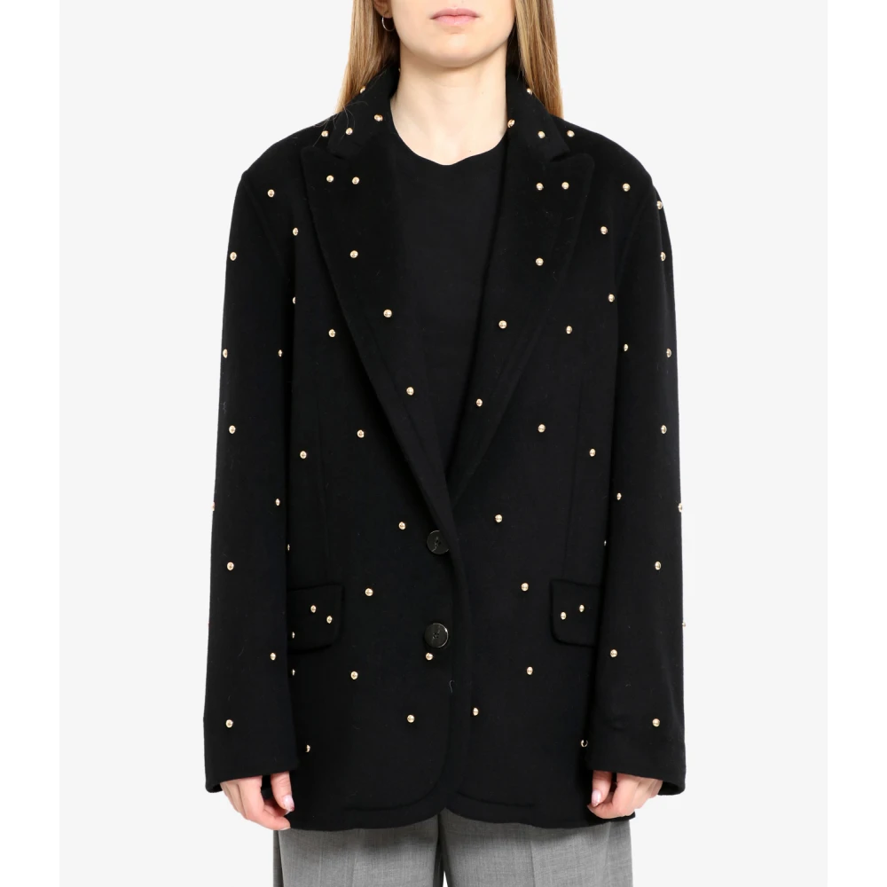 Simona Corsellini Studded wollen blend blazer Black Dames