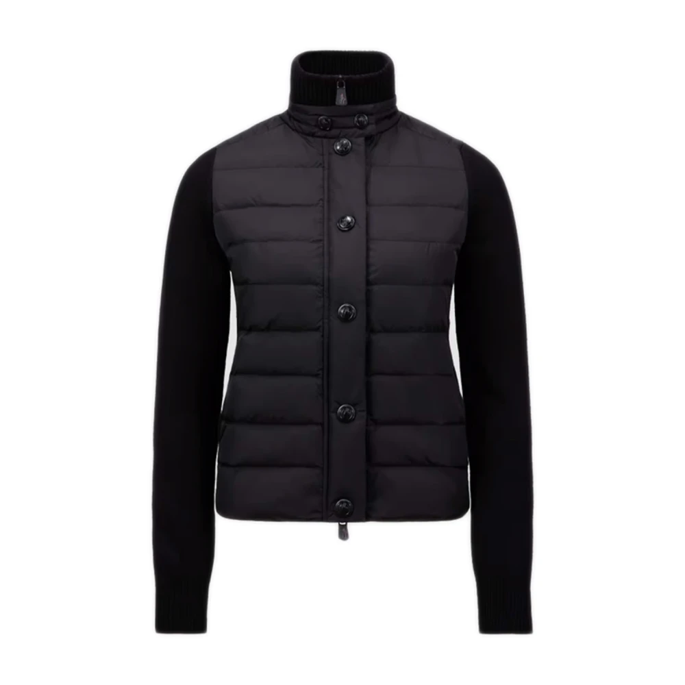 Moncler Zwarte Wol Regenjas Black Dames