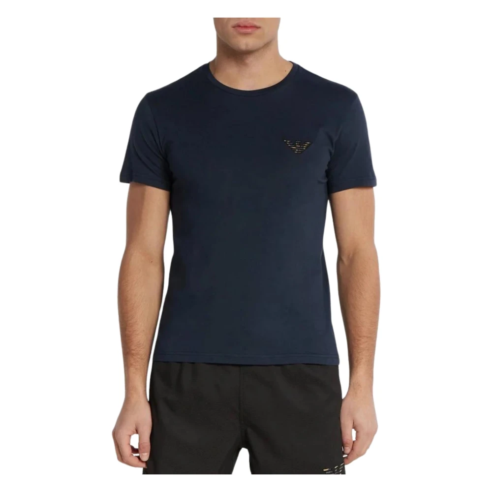 Emporio Armani Moderne Gebreide T-Shirt Blue Heren