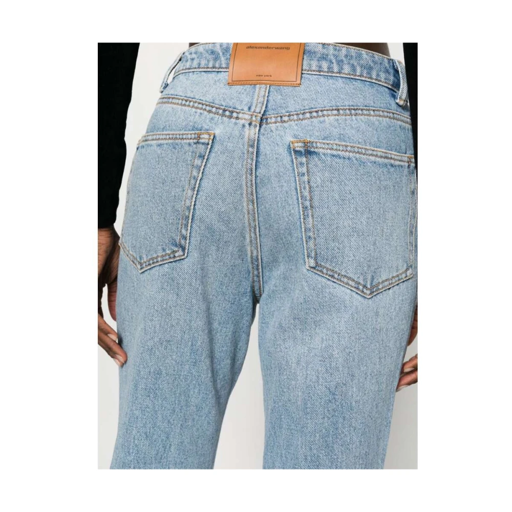 alexander wang Staalblauwe High-Rise Flared Jeans Blue Dames