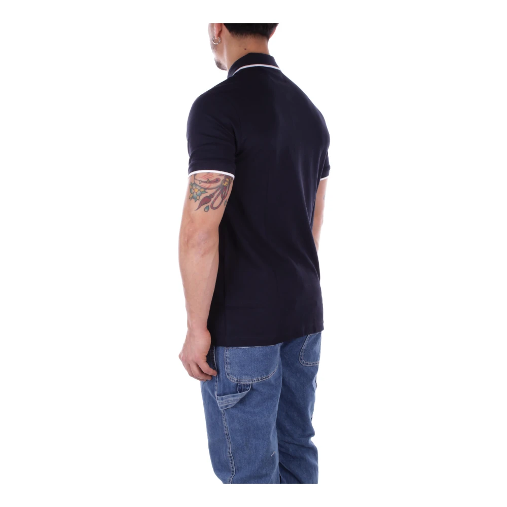 Hugo Boss Logo Front Button Polo Shirt Blue Heren