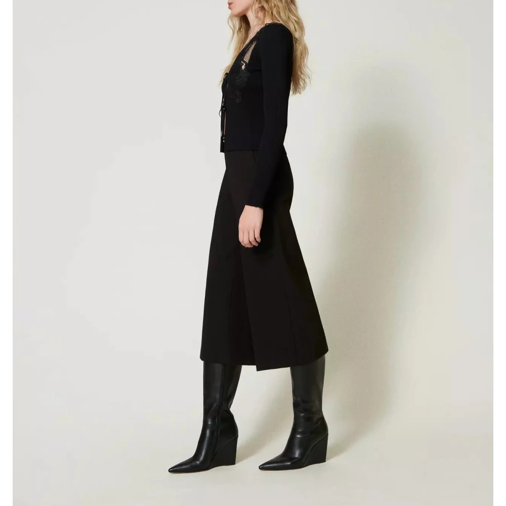 Twinset Cropped broek met ovale riem Black Dames