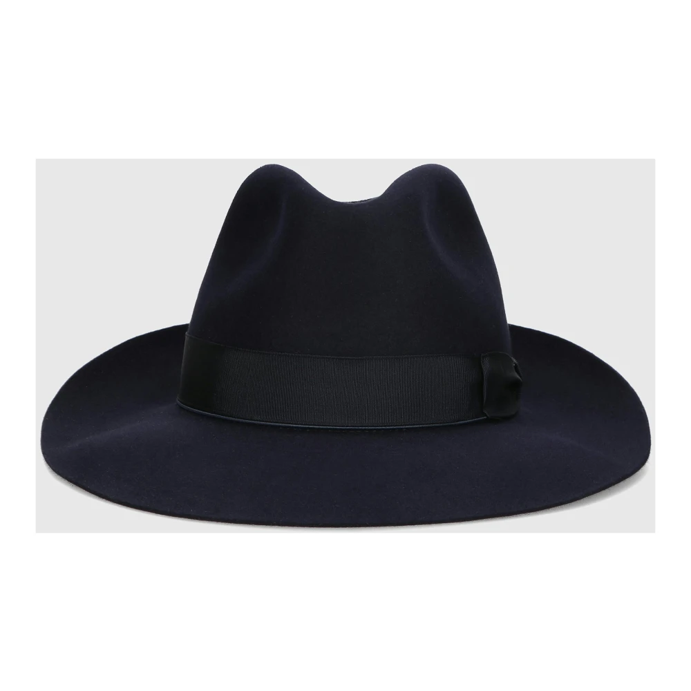Borsalino Vilt Breedgerande Hoed Blue Heren