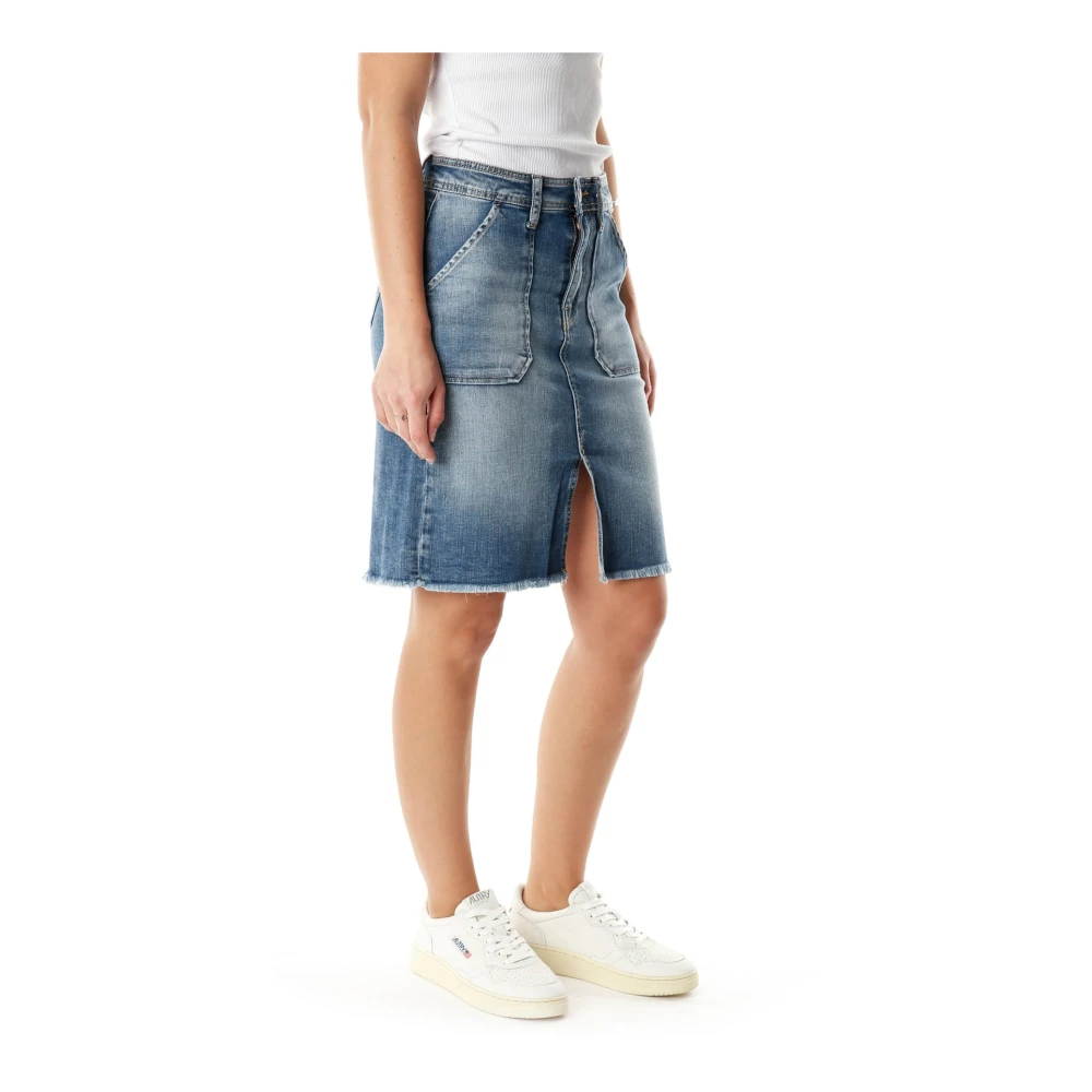 Le Temps Des Cerises Denim Rok met Middelhoge Taille Blue Dames
