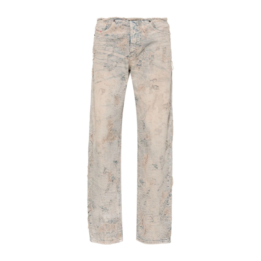 Diesel Blauwe Denim Distressed Straight Leg Broek Blue Dames