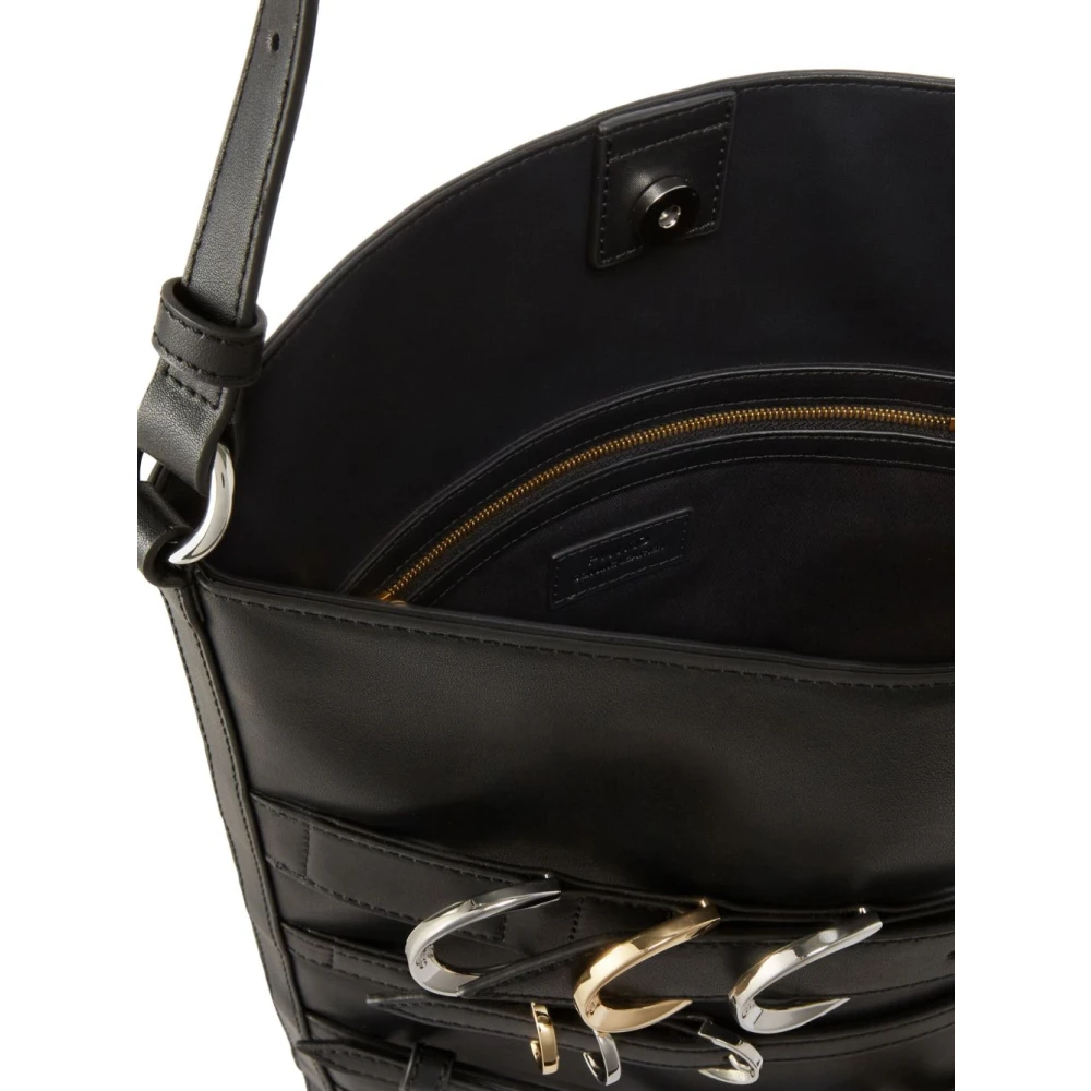 pinko Zwart en Goud Leren Handtas Black Dames