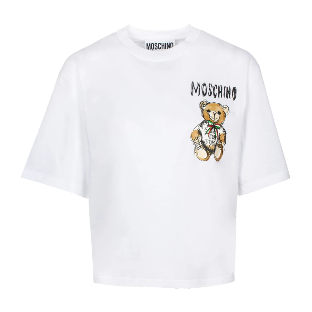 Moschino Teddy Bear Print Katoenen T-Shirt White Dames