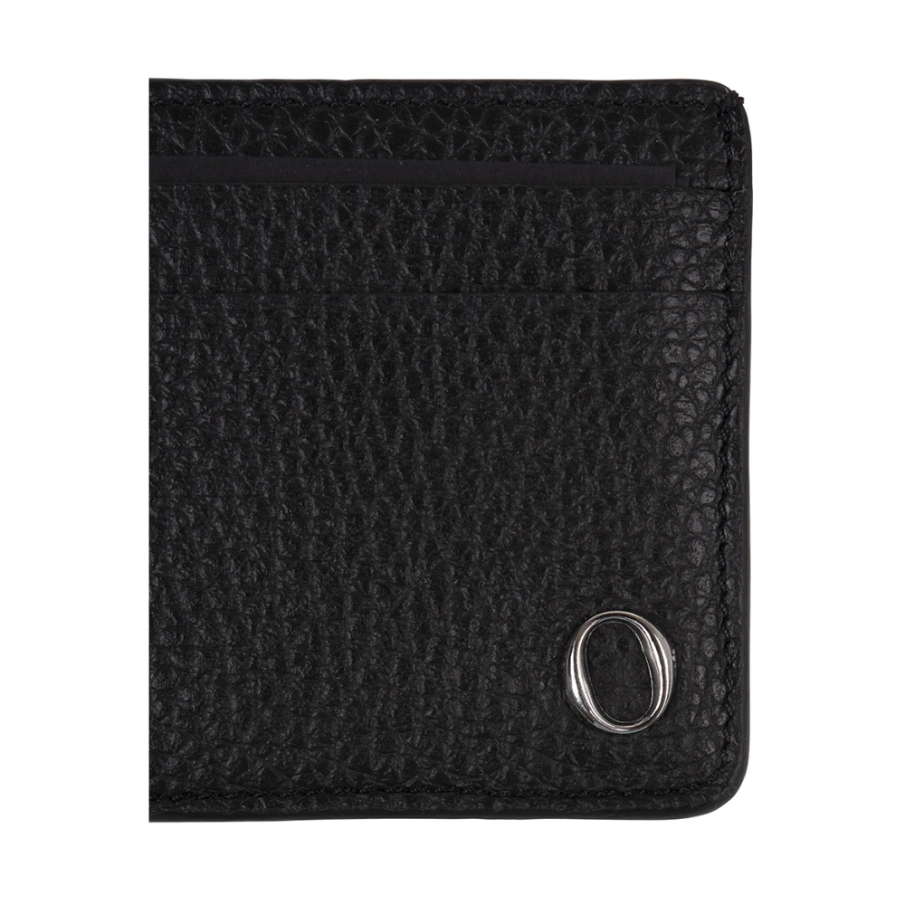 Orciani Zwarte Leren Kaarthouder Black Heren