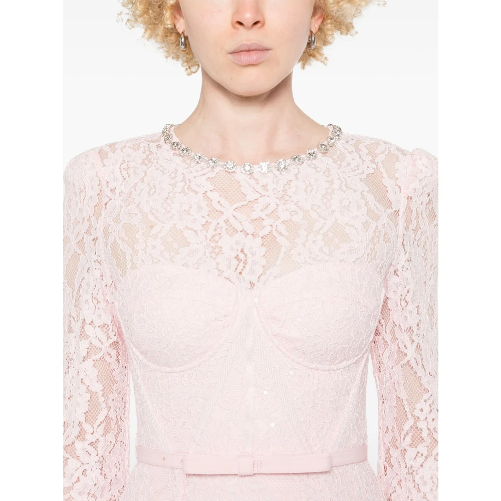Self Portrait Roze Kant Pailletten Jurk Pink Dames