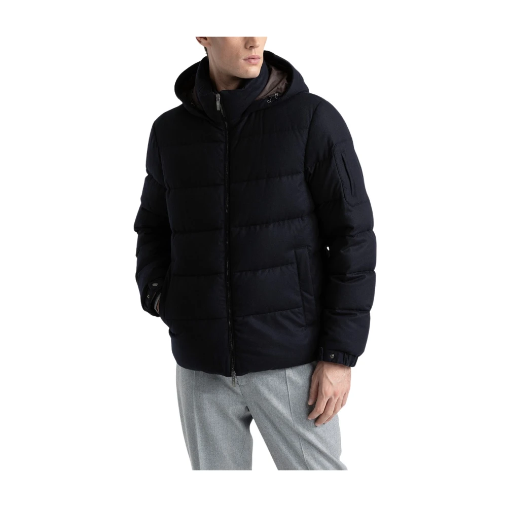 PESERICO Ganzendonsjas in kasjmier en tricot Blue Heren