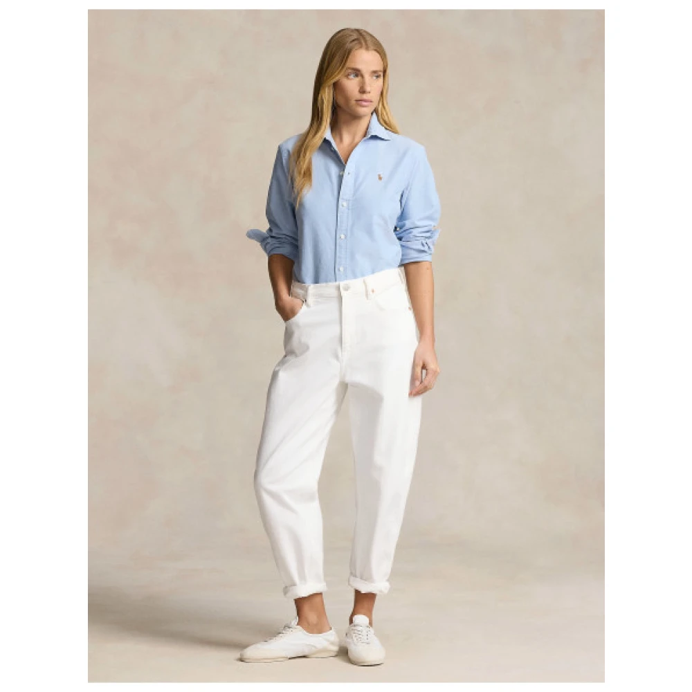Polo Ralph Lauren Oxford Katoenen Overhemd Klassiek Logo Geborduurd Blue Dames