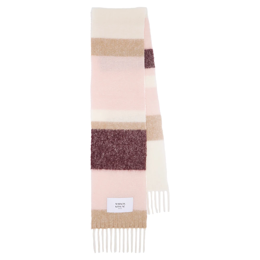 Maison Kitsuné Gestreepte Alpaca Wol Sjaal Roze Multicolor