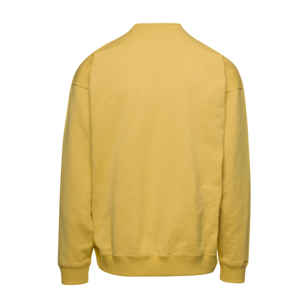 Saint Laurent Gele Logo Geborduurde Crewneck Sweatshirt Yellow Heren