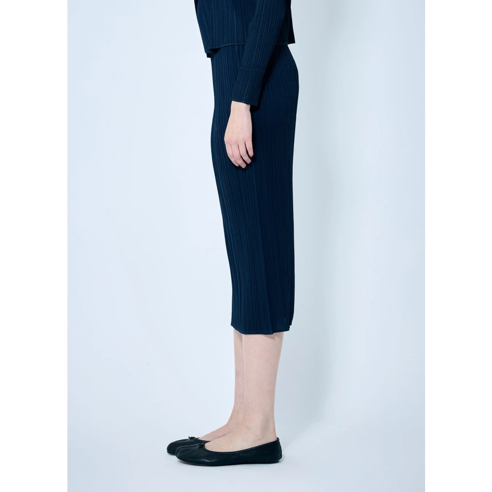 Issey Miyake Elegante Geplooide Kokerrok Blue Dames