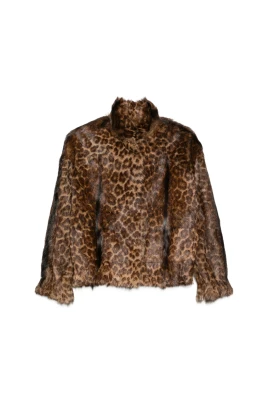 Leopardmönstrad Shearlingjacka