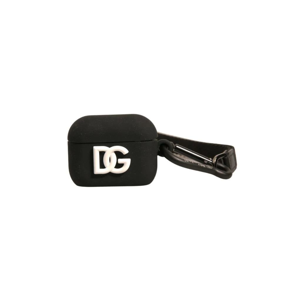 Dolce & Gabbana Men's Black Headphones, One Size, Luxury Logo Airpods Case