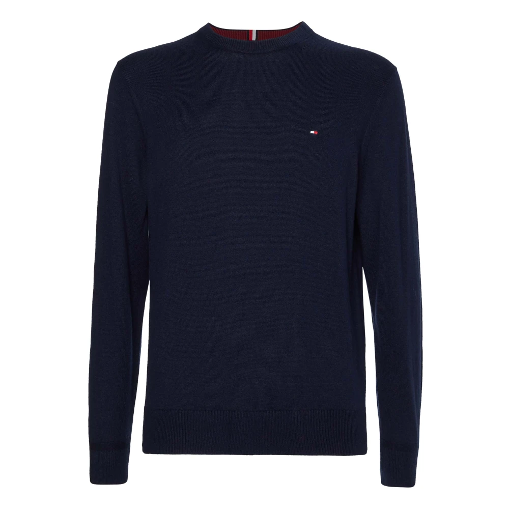 Maglione Tommy Hilfiger uomo blu scuro girocollo logo monogram - Immagine 4