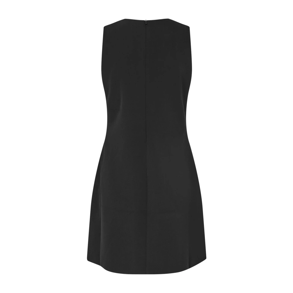Cras Zwarte Strikjurk met Glanzende Strik Black Dames