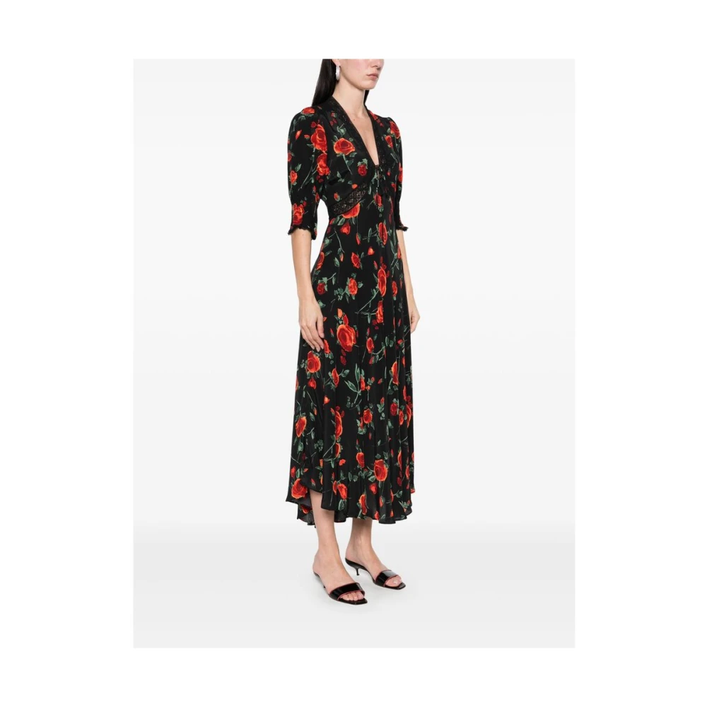 Rixo Zwarte Jurk Met Striksluiting Multicolor Dames