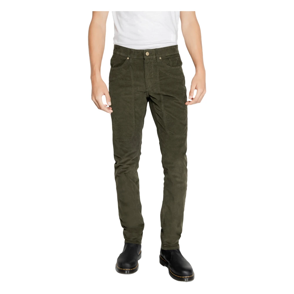 Jeckerson Groene Katoen-Lycra Herenbroek Rits Knoopsluiting Green Heren