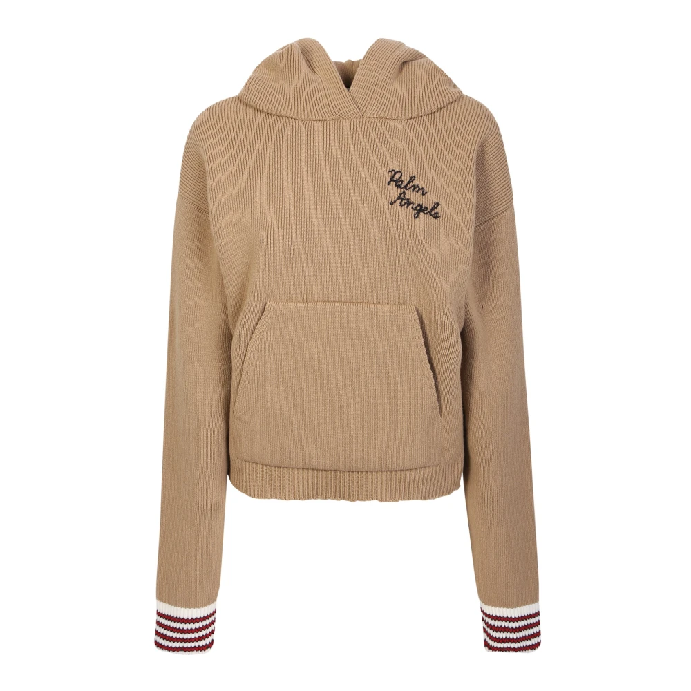 Palm Angels Vrouw Beige Hoodies & Sweatvesten Dames, M, Katoen, Cropped Hoodie