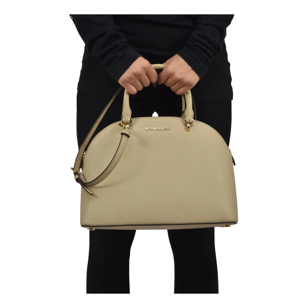 Michael Kors Emmy Large Dome Schoudertas Beige Dames