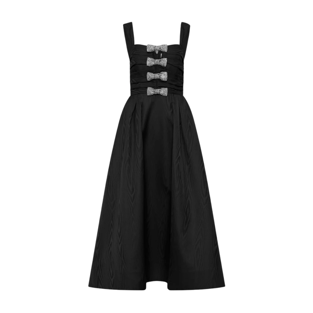 Rebecca Vallance Elegante Strap Midi Jurk met Diamanten Strik Detail Black Dames