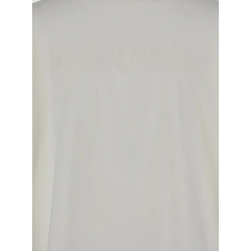 Jil Sander Wit Logo Print Katoenen T-shirt White Heren