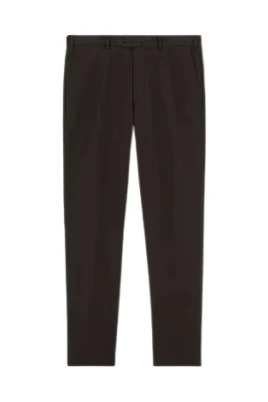 Brun Bomull Flat Front Byxor
