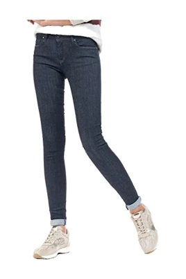 Hög Midja Mörkblå Skinny Jeans
