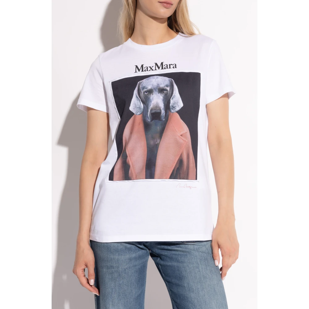Max Mara T-shirt met 'Cipria' print White Dames
