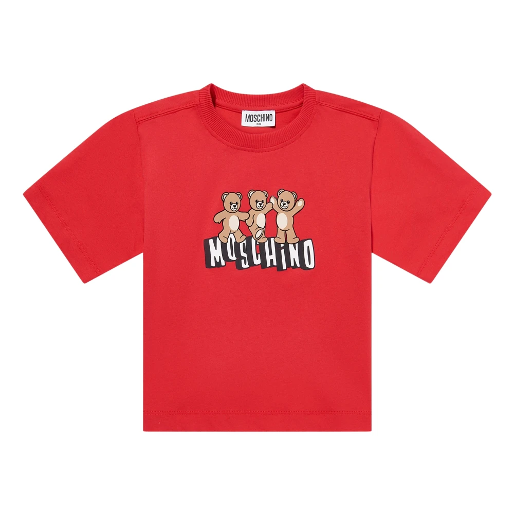 Moschino Unisex Red Teddy Bear Logo T-Shirt