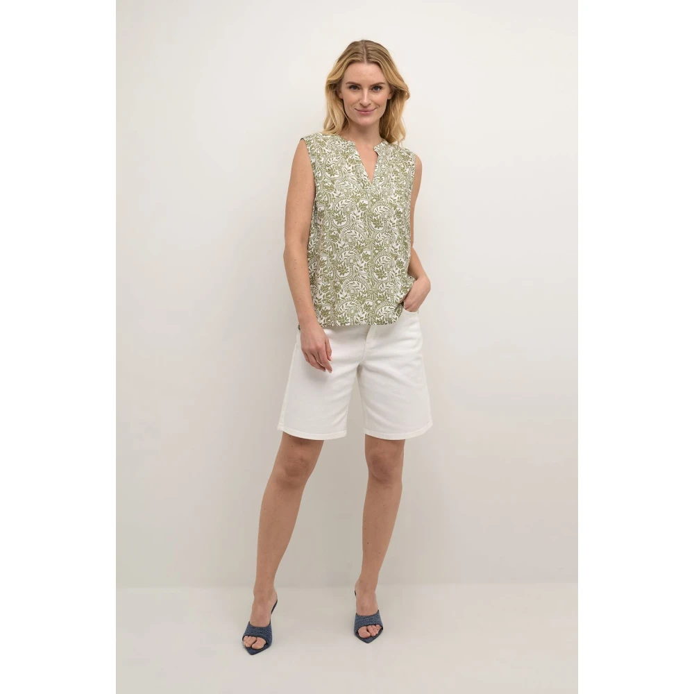 Cream Sleeveless Tops Multicolor Dames