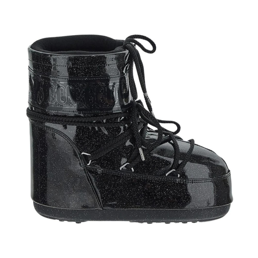 Moon Boot Women's Black Low Glitter Icon Shoe - Winter Boots - 3 Uk - Shoes