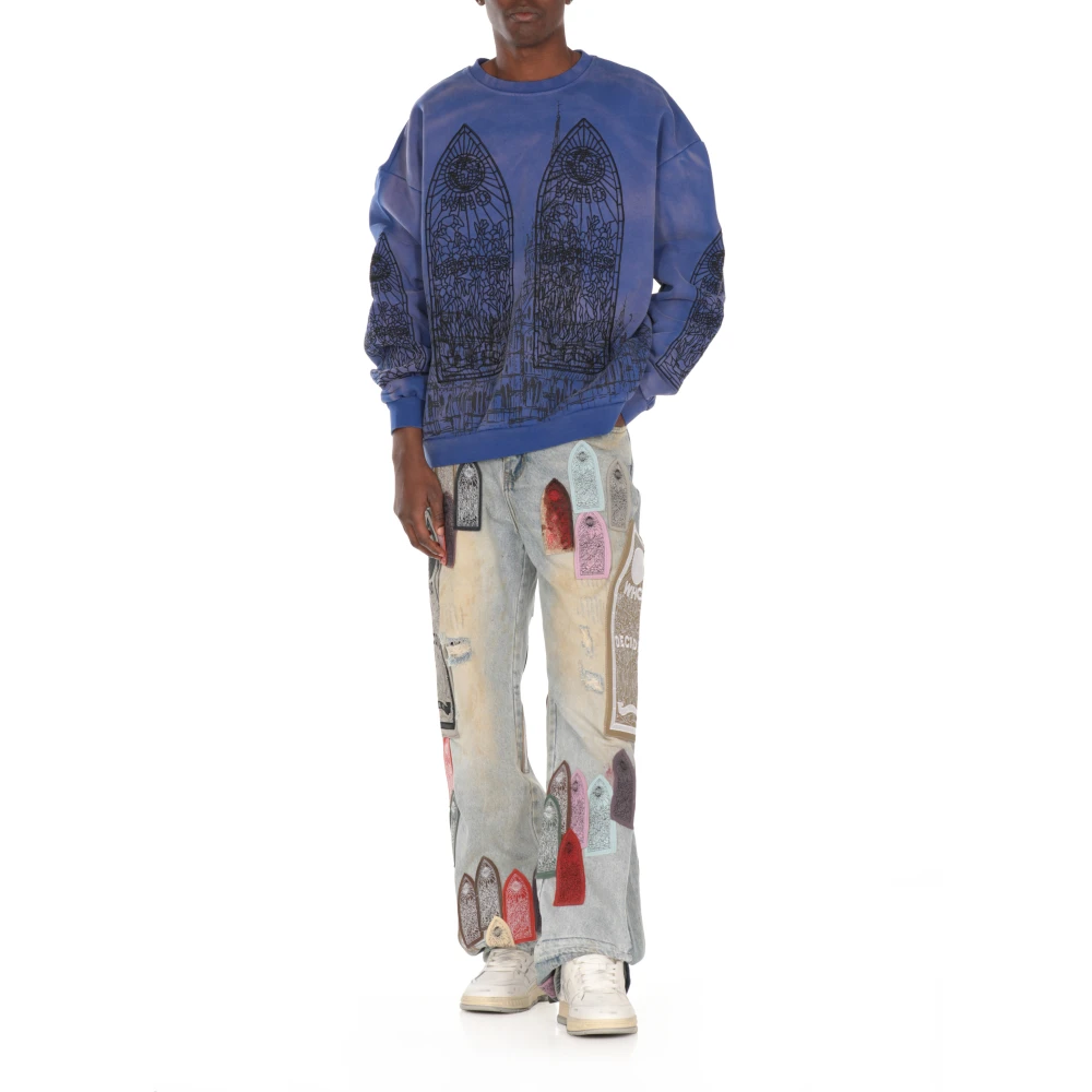 Who Decides War Lichtblauwe Katoenen Jeans Vintage Stijl Blue Heren