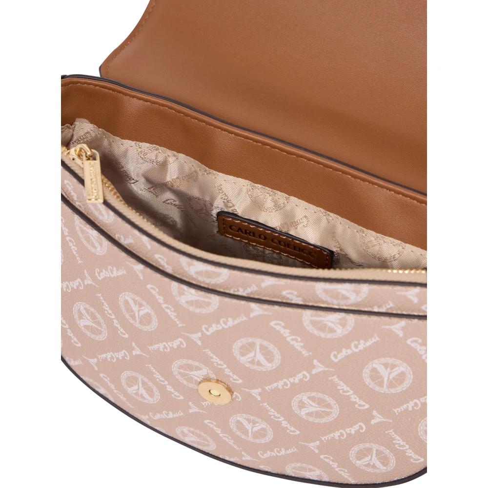 carlo colucci Stijlvolle Handtas met Logoprint Beige Dames