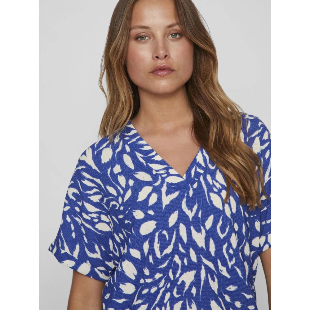 Vila Dames V-hals T-shirt Blue Dames