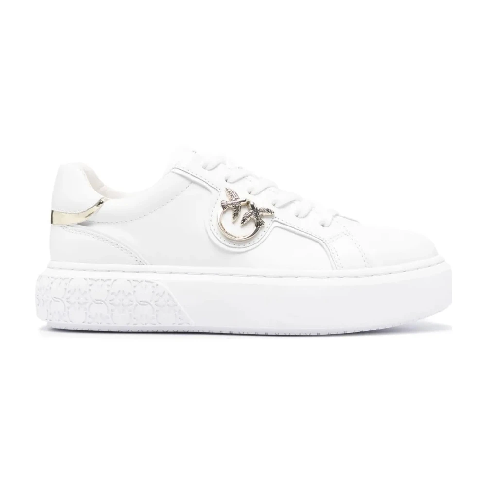 Pinko Vrouw Wit Schoenen Dames, 39 Eu, Leer, Yoko 01 Sneaker