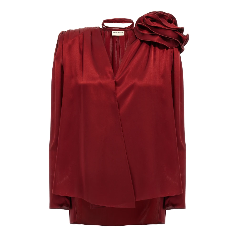 Magda Butrym Women's Red Classic Silk Flower Blouse