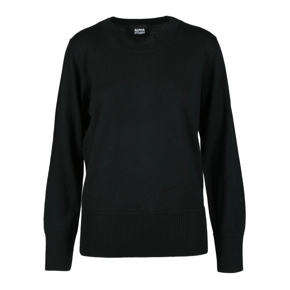Alpha Studio Merino wollen trui Black Dames