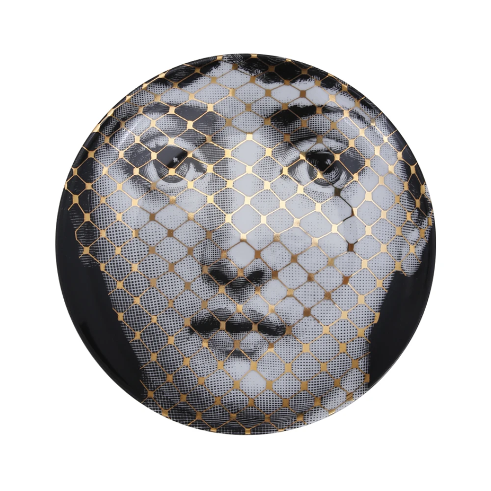 FORNASETTI Guld/Svart/Vit Väggplatta Variation N.78 Black, Dam