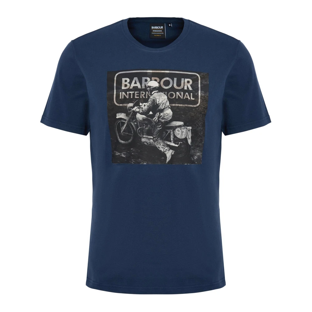 Barbour Retro Print Race T-Shirt Blue Heren