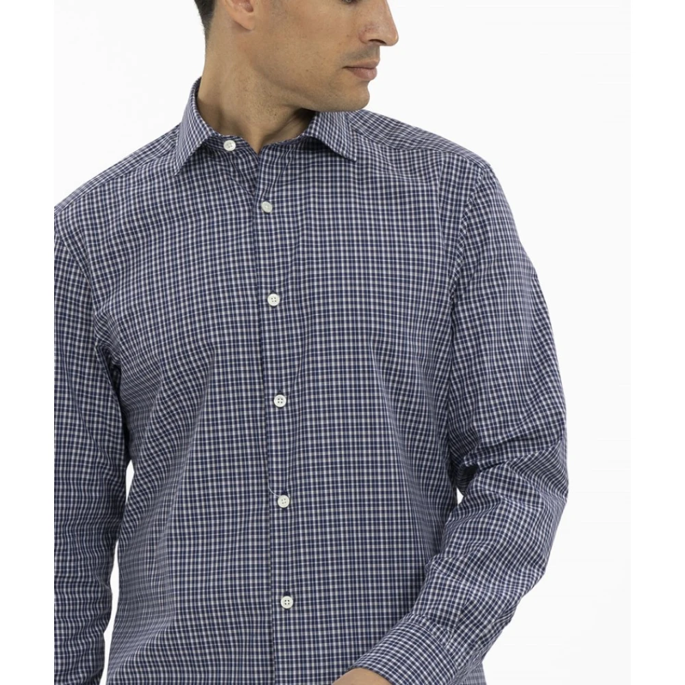 Ermenegildo Zegna Geruite sportshirt Blue Heren